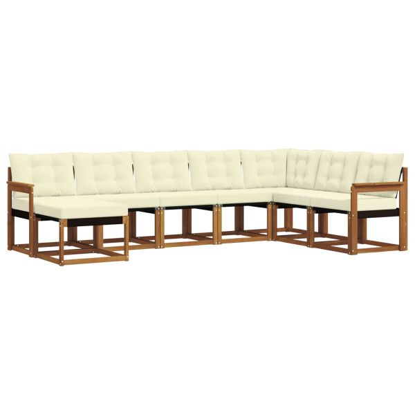 Комплект дивани за открито 8 pcs Натурален и Крема
