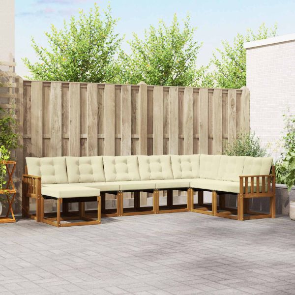Комплект дивани за открито 8 pcs Натурален и Крема