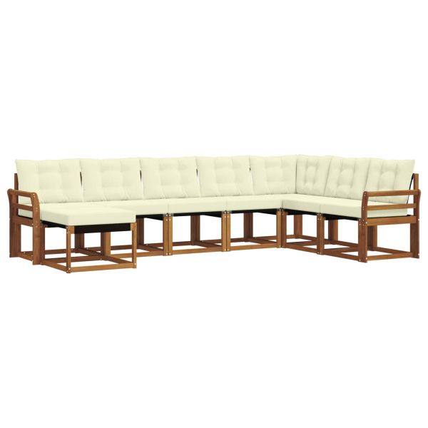 Комплект дивани за открито 8 pcs Натурален и Крема