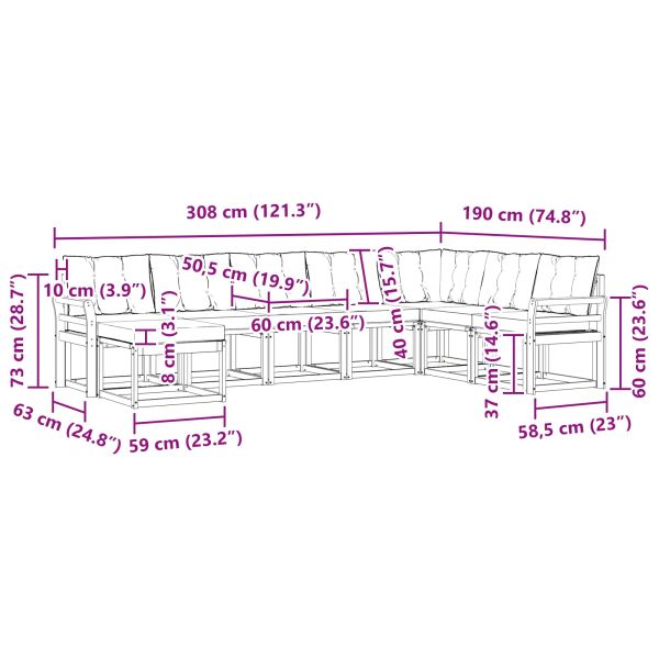 Комплект дивани за открито 8 pcs Естествено и светло сиво