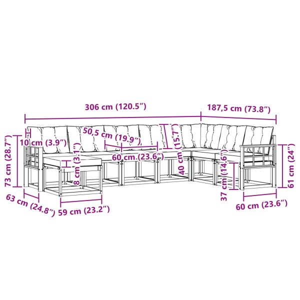 Комплект дивани за открито 8 pcs Естествено и черно