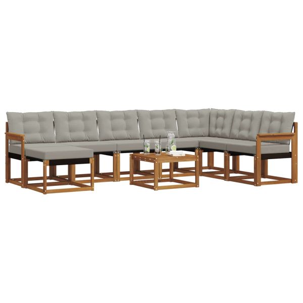 Комплект дивани за открито 9 pcs Естествено и светло сиво