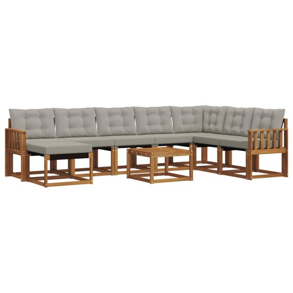 Комплект дивани за открито 9 pcs Естествено и светло сиво