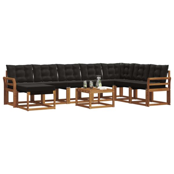 Комплект дивани за открито 9 pcs Естествено и черно