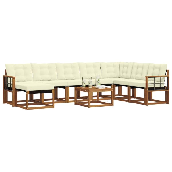 Комплект дивани за открито 9 pcs Натурален и Крема