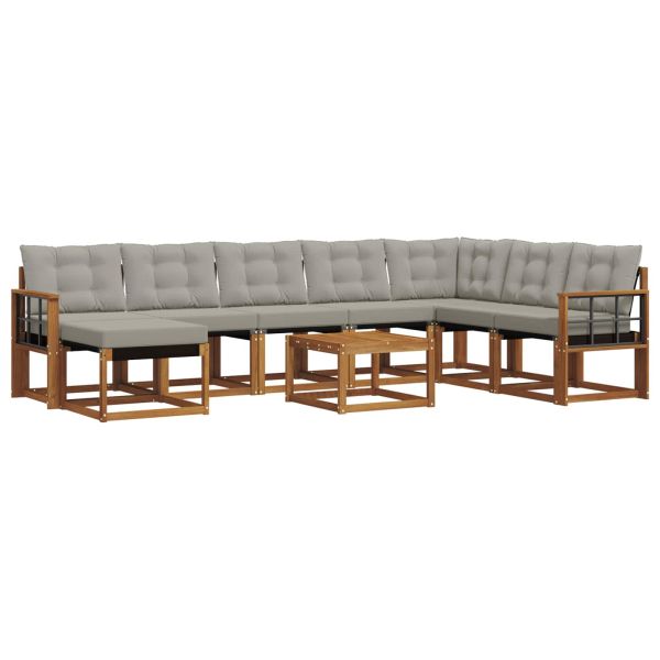 Комплект дивани за открито 9 pcs Естествено и светло сиво