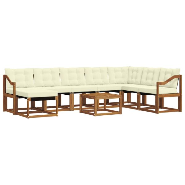 Комплект дивани за открито 9 pcs Натурален и Крема