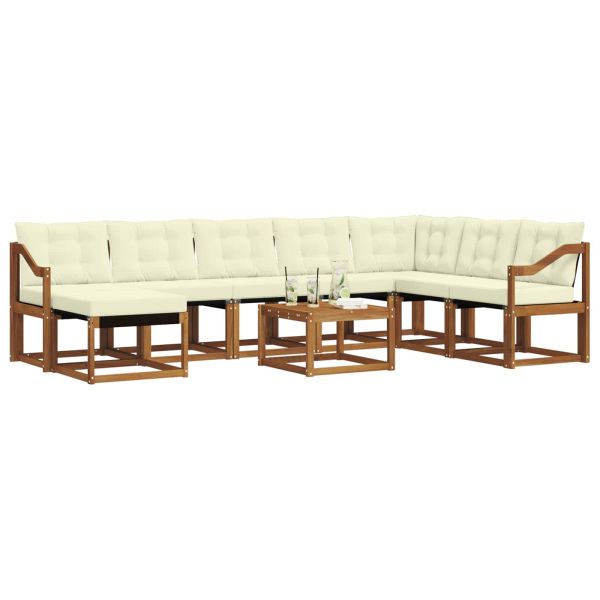 Комплект дивани за открито 9 pcs Натурален и Крема
