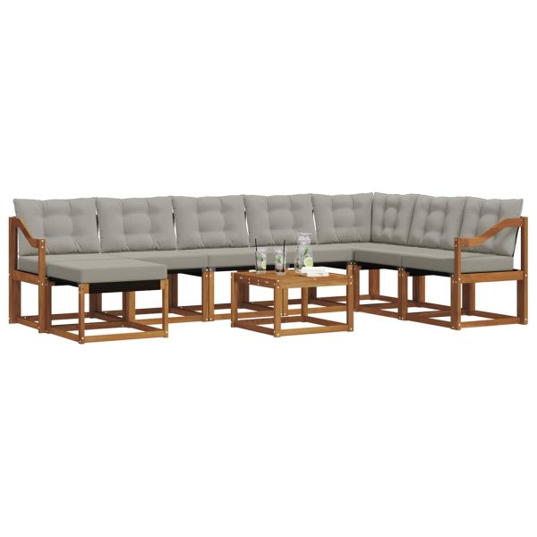 Комплект дивани за открито 9 pcs Естествено и светло сиво