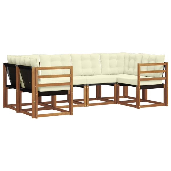 Комплект дивани за открито 6 pcs Натурален и Крема