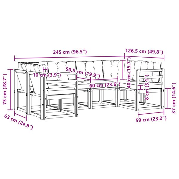 Комплект дивани за открито 6 pcs Натурален и Крема