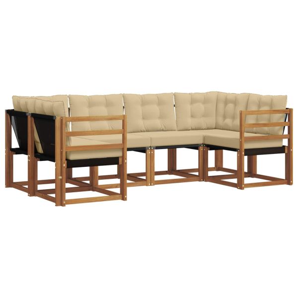 Комплект дивани за открито 6 pcs Натурален и Бежов