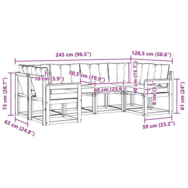 Комплект дивани за открито 6 pcs Натурален и Крема