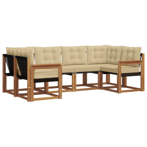 Комплект дивани за открито 6 pcs Натурален и Бежов
