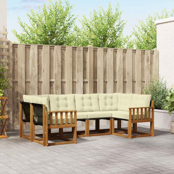 Комплект дивани за открито 6 pcs Натурален и Крема