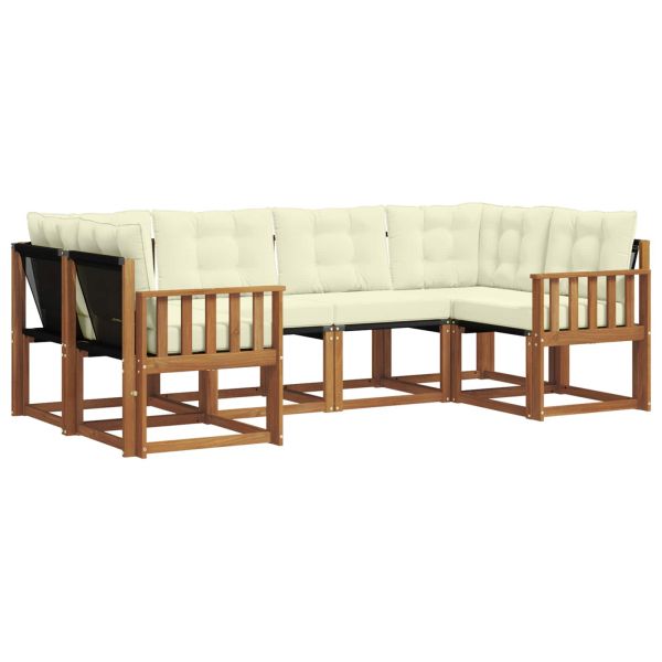 Комплект дивани за открито 6 pcs Натурален и Крема