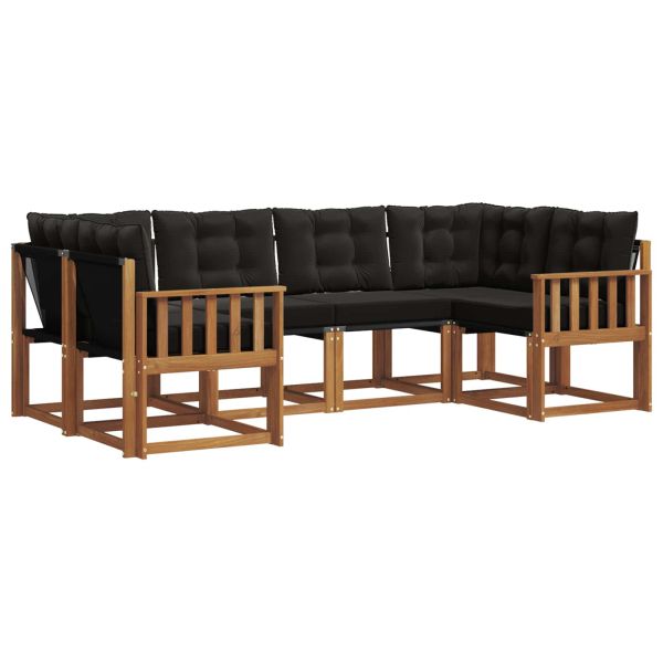 Комплект дивани за открито 6 pcs Естествено и черно