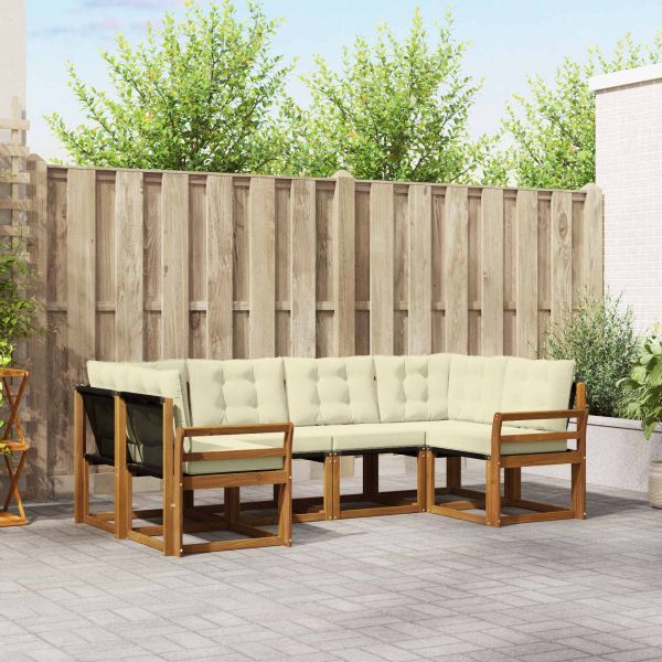 Комплект дивани за открито 6 pcs Натурален и Крема