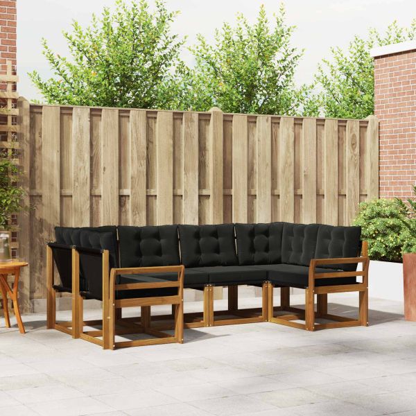 Комплект дивани за открито 6 pcs Естествено и черно