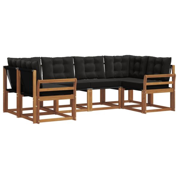 Комплект дивани за открито 6 pcs Естествено и черно