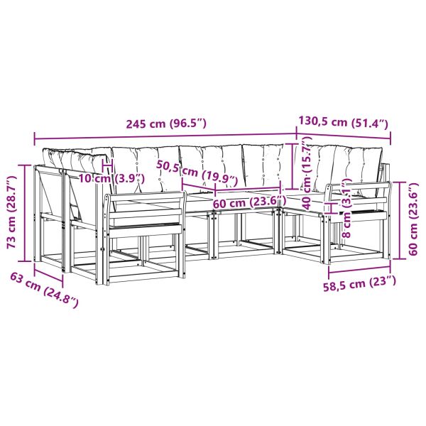 Комплект дивани за открито 6 pcs Естествено и черно