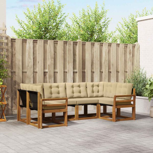 Комплект дивани за открито 6 pcs Натурален и Бежов