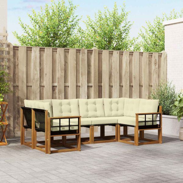 Комплект дивани за открито 6 pcs Натурален и Крема