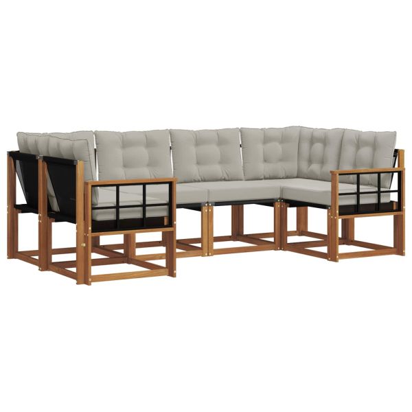 Комплект дивани за открито 6 pcs Естествено и светло сиво