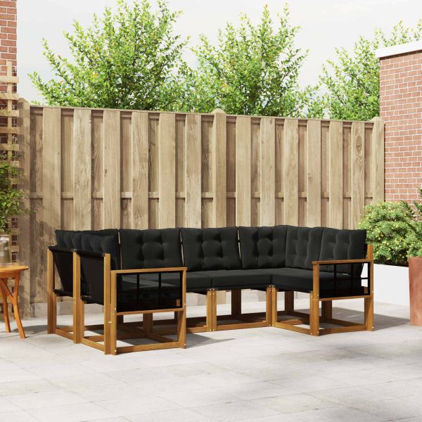 Комплект дивани за открито 6 pcs Естествено и черно