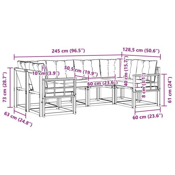 Комплект дивани за открито 6 pcs Естествено и черно