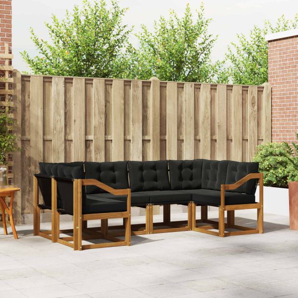 Комплект дивани за открито 6 pcs Естествено и черно