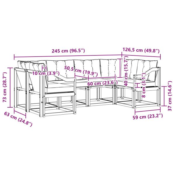Комплект дивани за открито 6 pcs Натурален и Бежов