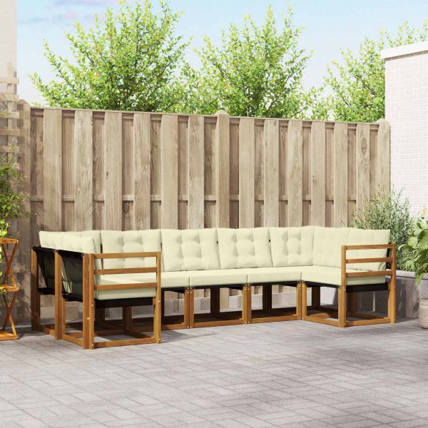 Комплект дивани за открито 7 pcs Натурален и Крема