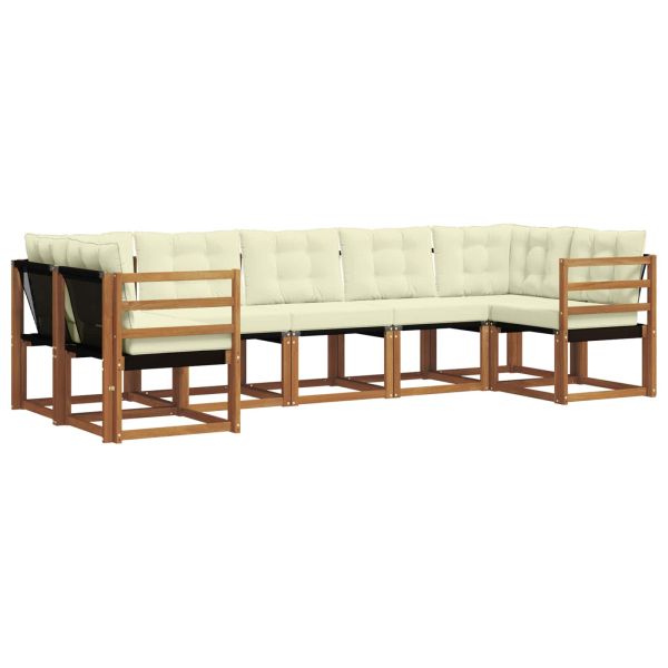 Комплект дивани за открито 7 pcs Натурален и Крема