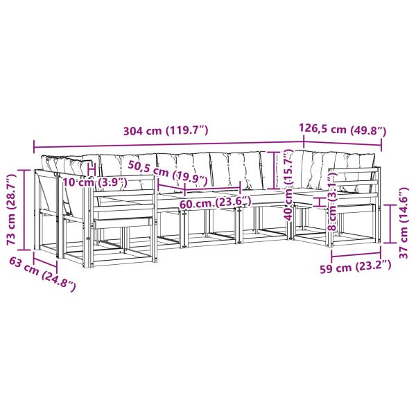 Комплект дивани за открито 7 pcs Естествено и черно