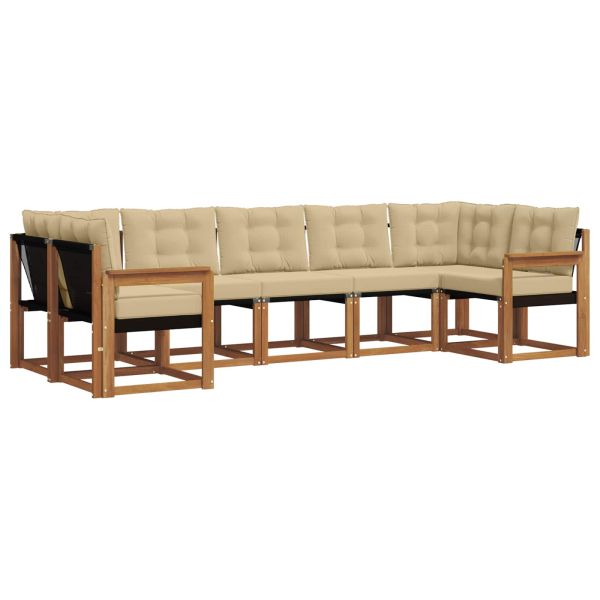 Комплект дивани за открито 7 pcs Натурален и Бежов