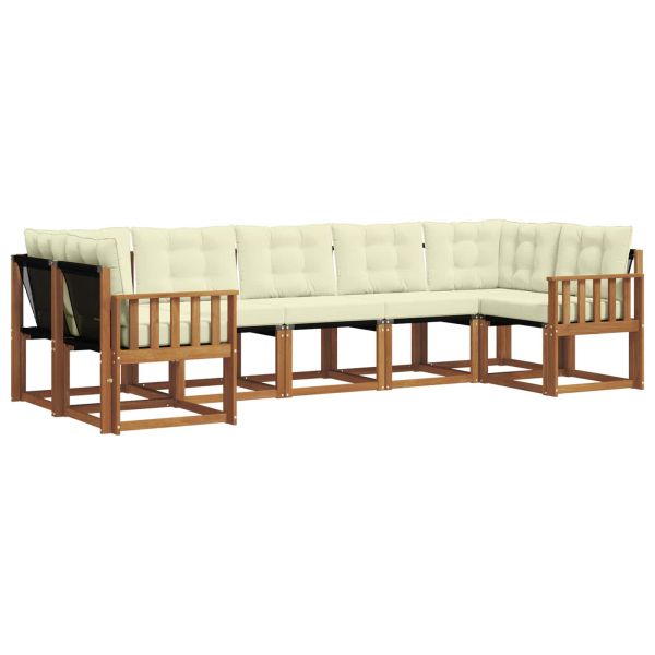 Комплект дивани за открито 7 pcs Натурален и Крема