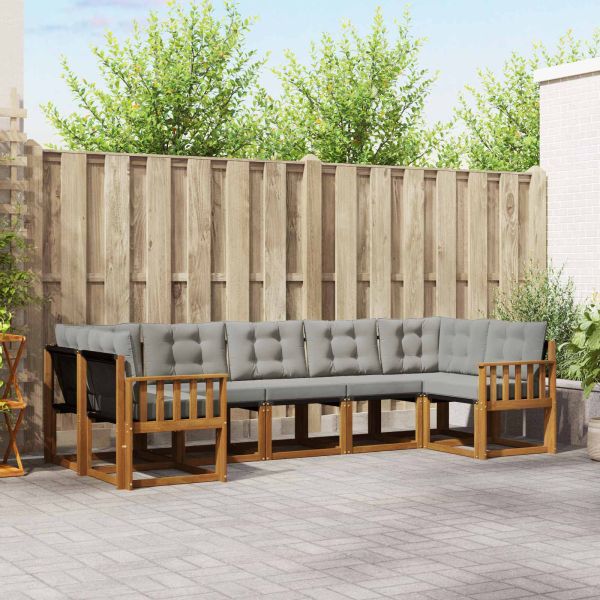 Комплект дивани за открито 7 pcs Естествено и светло сиво