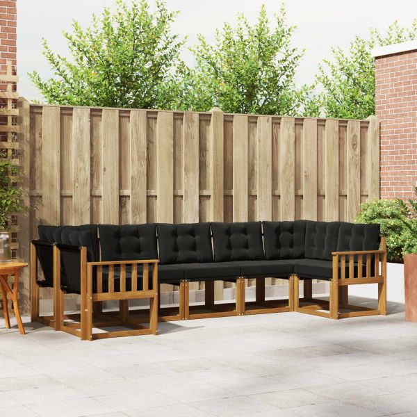 Комплект дивани за открито 7 pcs Естествено и черно