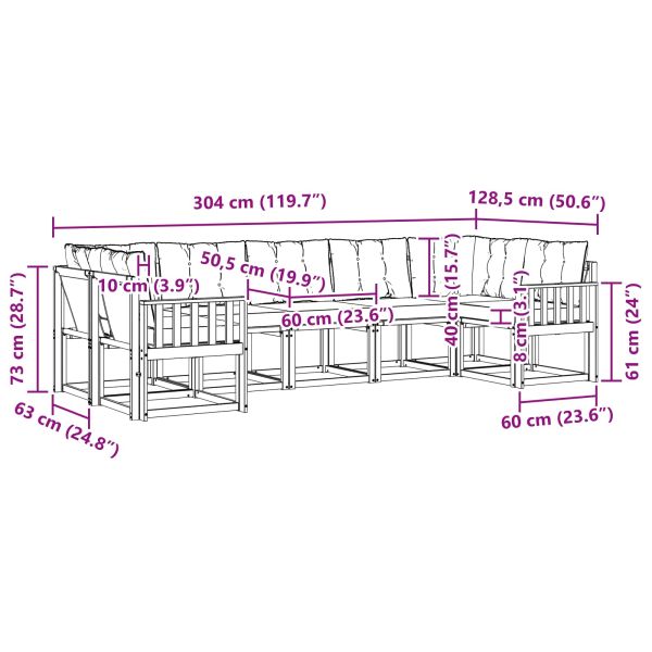 Комплект дивани за открито 7 pcs Естествено и черно