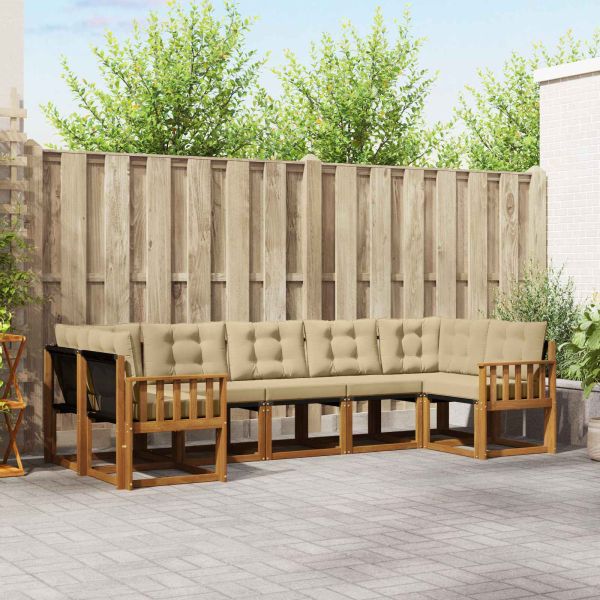 Комплект дивани за открито 7 pcs Натурален и Бежов