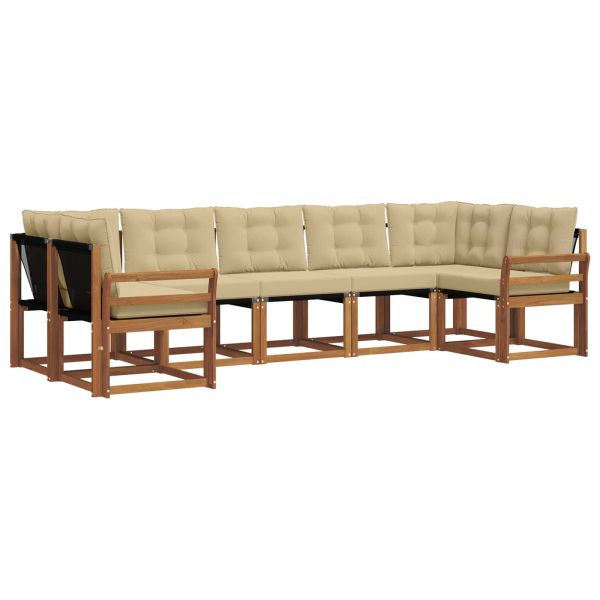 Комплект дивани за открито 7 pcs Натурален и Бежов