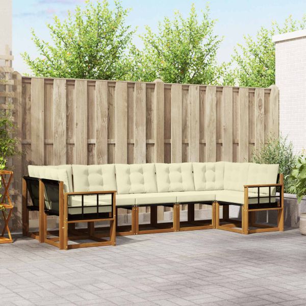 Комплект дивани за открито 7 pcs Натурален и Крема