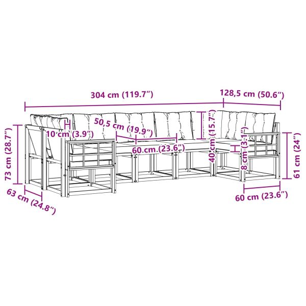 Комплект дивани за открито 7 pcs Натурален и Бежов