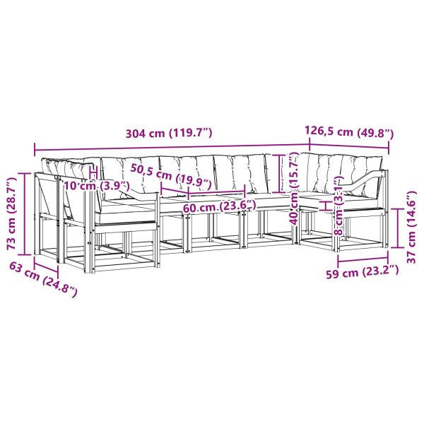 Комплект дивани за открито 7 pcs Естествено и светло сиво