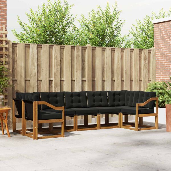 Комплект дивани за открито 7 pcs Естествено и черно