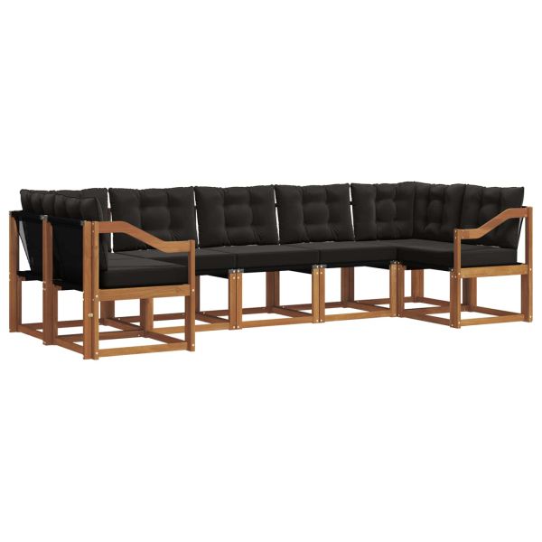 Комплект дивани за открито 7 pcs Естествено и черно