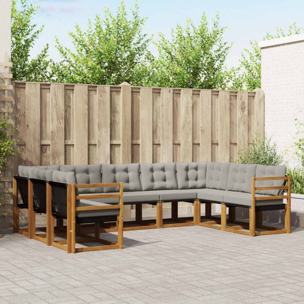 Комплект дивани за открито 9 pcs Естествено и светло сиво