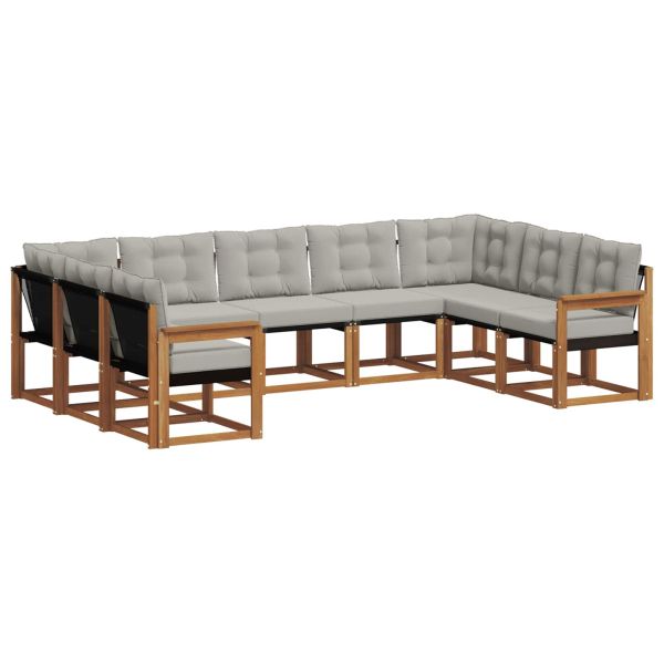 Комплект дивани за открито 9 pcs Естествено и светло сиво