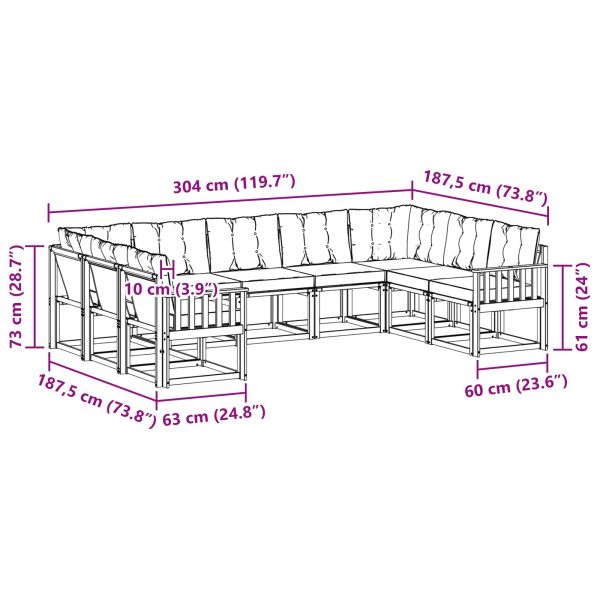 Комплект дивани за открито 29 pcs Естествено и светло сиво